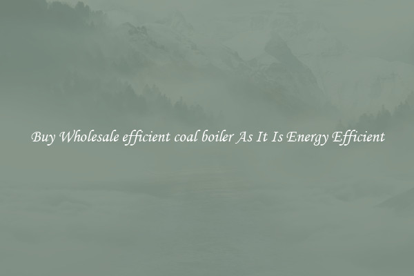 Buy Wholesale efficient coal boiler As It Is Energy Efficient
