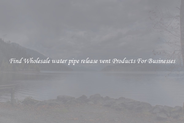 Find Wholesale water pipe release vent Products For Businesses