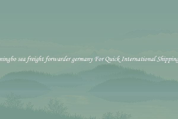 ningbo sea freight forwarder germany For Quick International Shipping